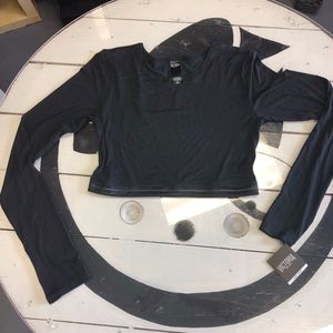Victoria Sport sheer long sleeve crop top
